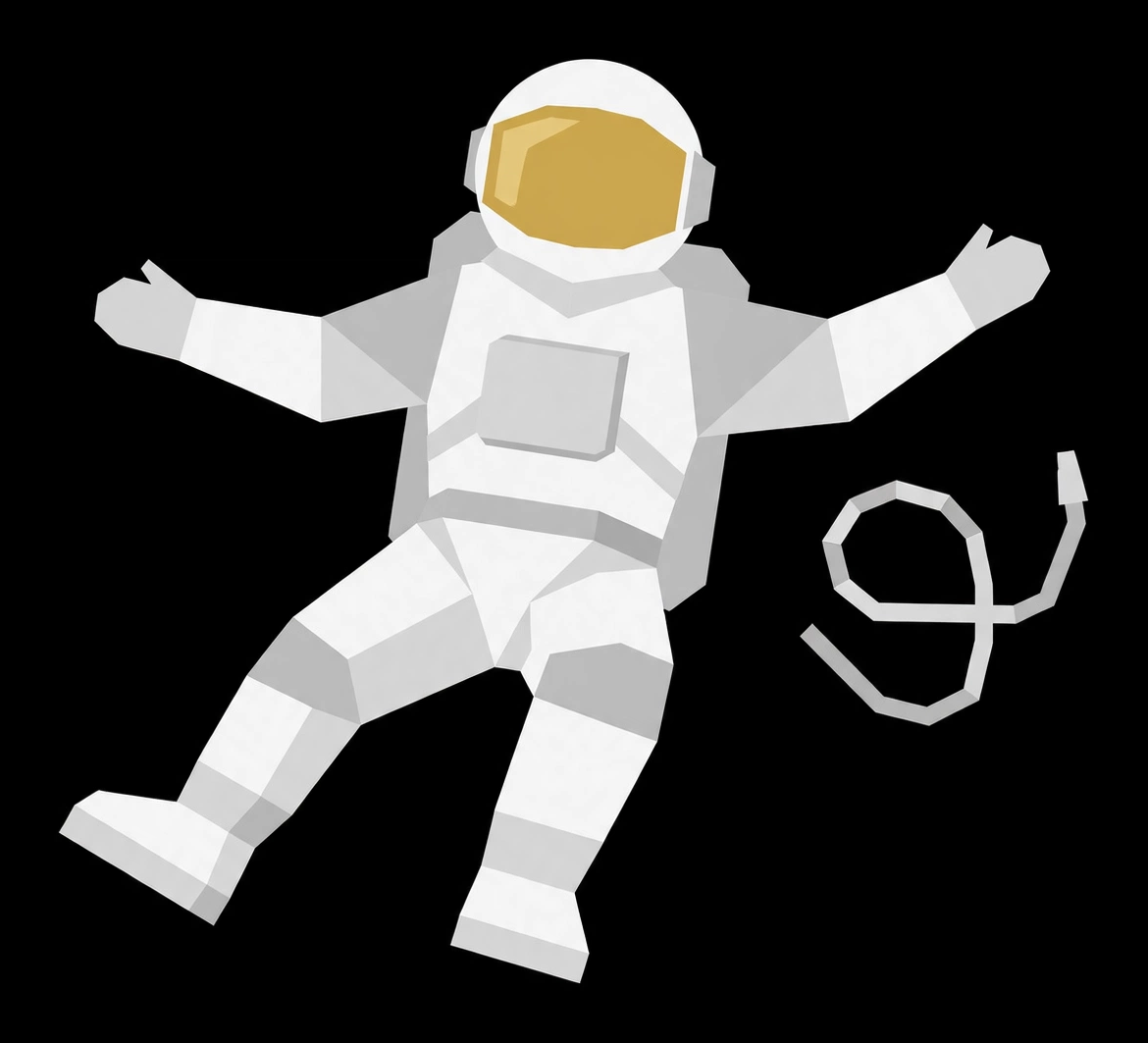 Untethered astronaut logo — an astronaut floating with a disconnected tether